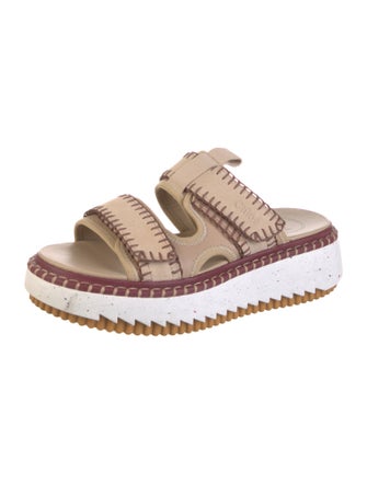 Chloé Leather Whipstitch Trim Slides