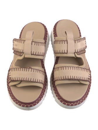 Chloé Leather Whipstitch Trim Slides