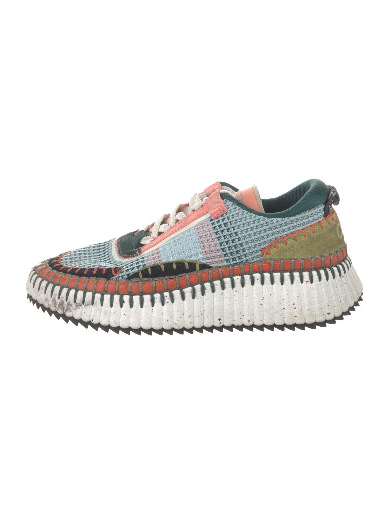 Chloé Colorblock Pattern Whipstitch Trim Sneakers