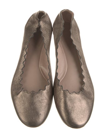 Chloé Leather Scalloped Accent Ballet Flats