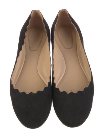 Chloé Suede Scalloped Accent Flats