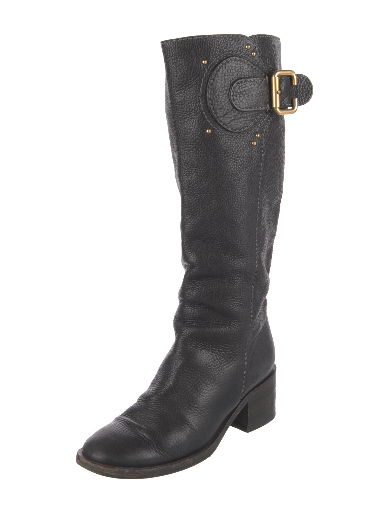 Chloé Leather Studded Accents Riding Boots