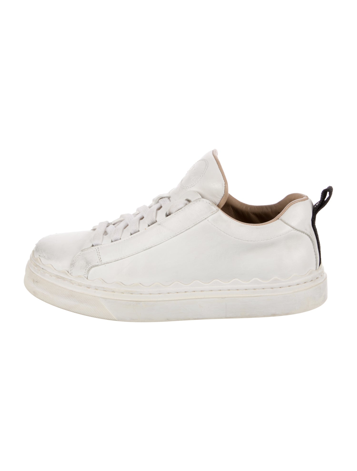 Chloé Leather Scalloped Accent Sneakers