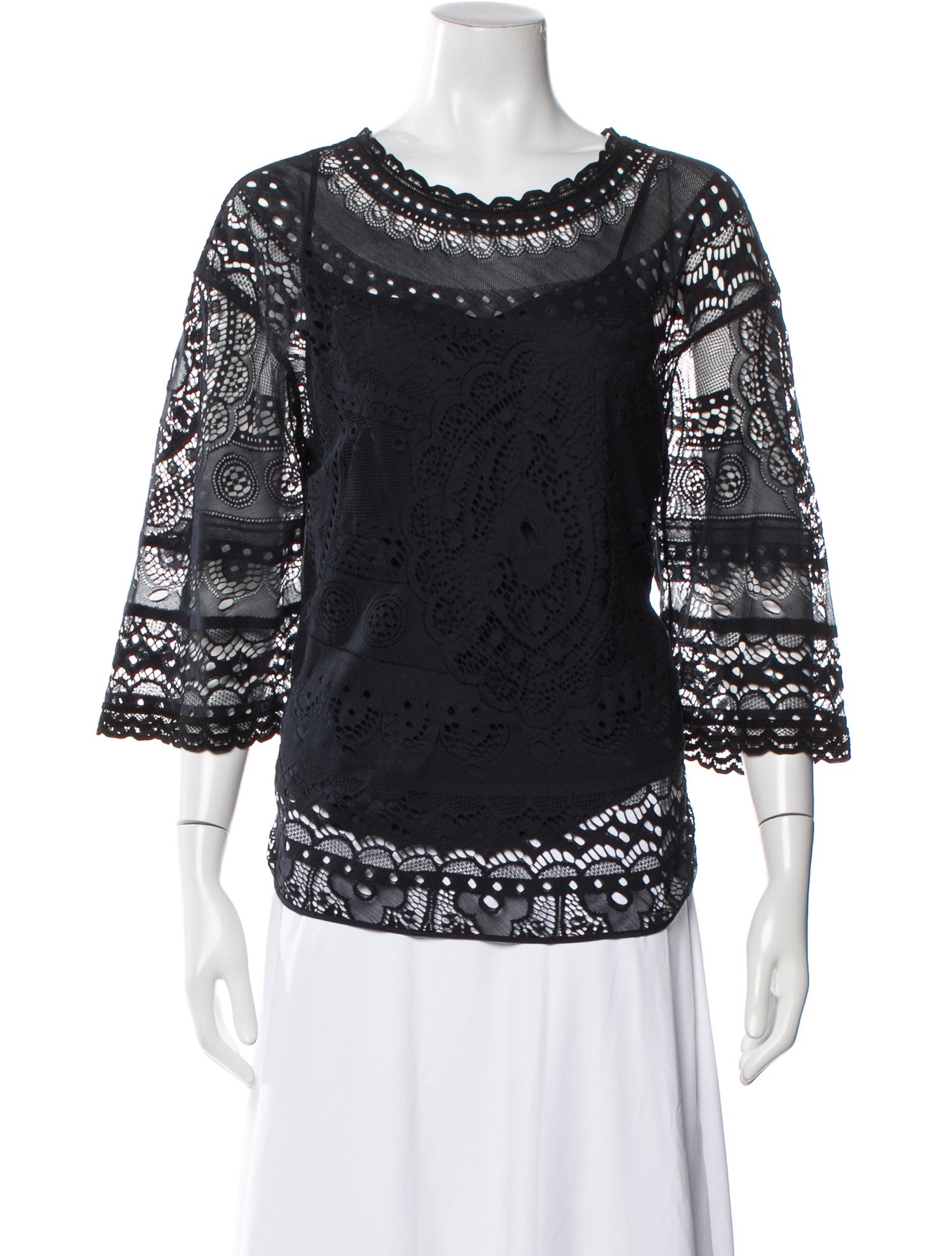 Chloé Lace Pattern Scoop Neck Top