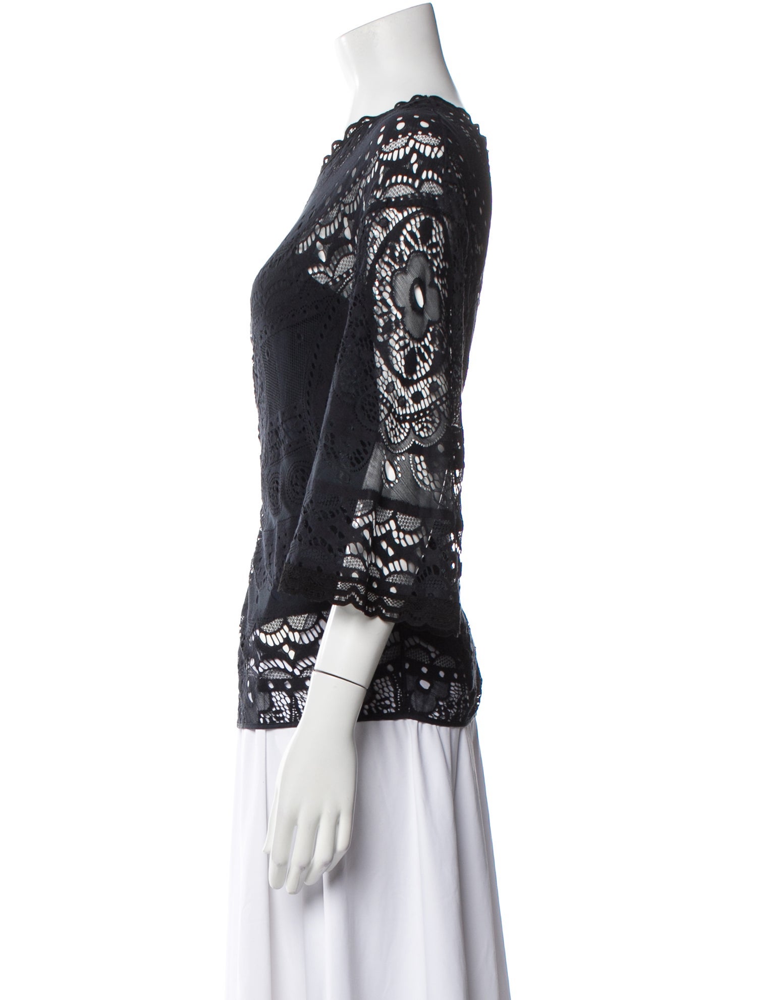 Chloé Lace Pattern Scoop Neck Top