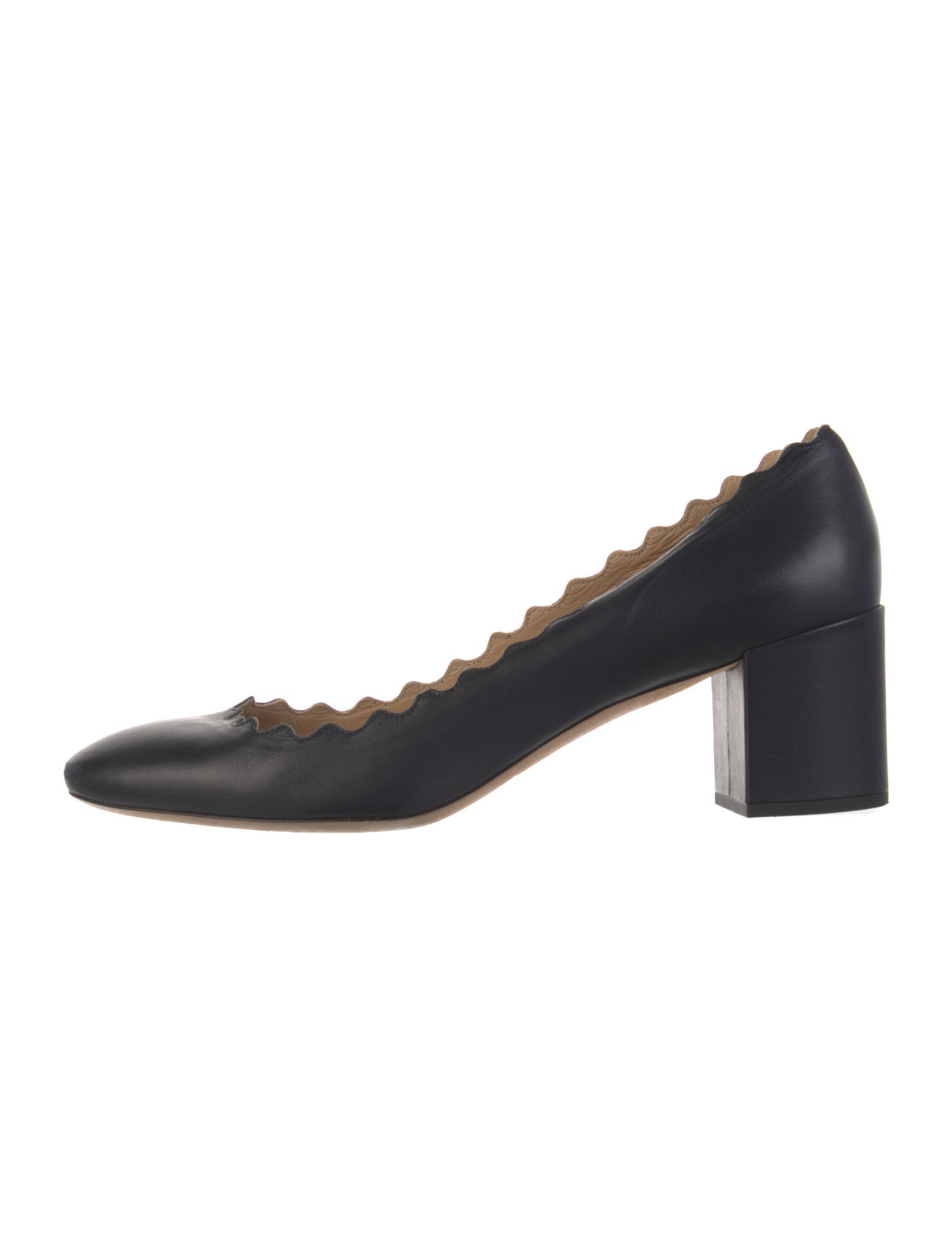 Chloé Leather Scalloped Accent Pumps