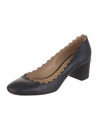 Chloé Leather Scalloped Accent Pumps