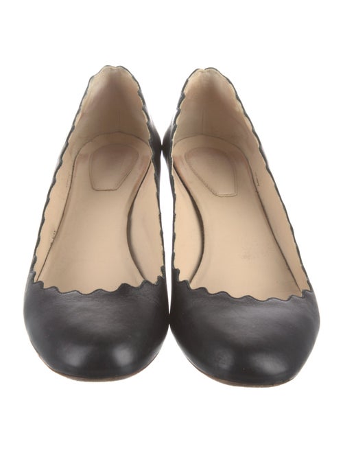 Chloé Leather Scalloped Accent D'Orsay Pumps