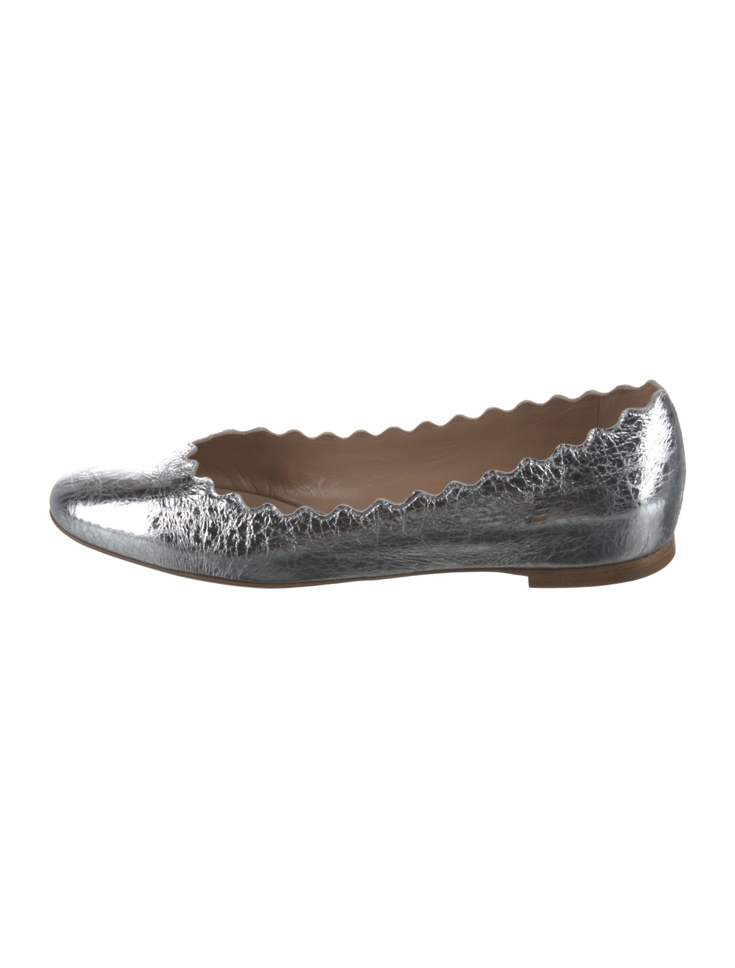 Chloé Leather Scalloped Accent Flats