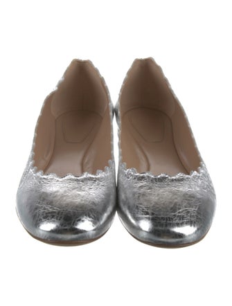 Chloé Leather Scalloped Accent Flats