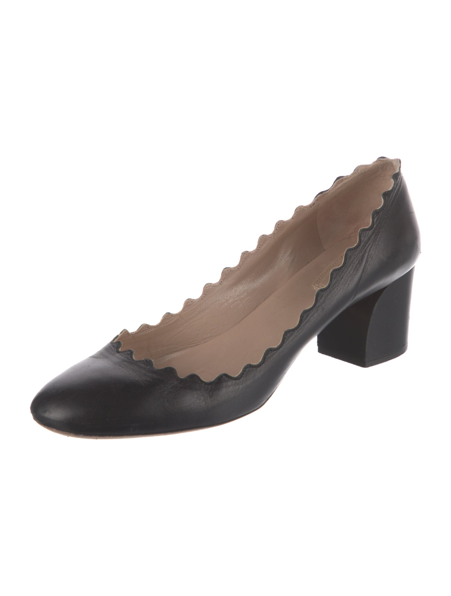 Chloé Leather Scalloped Accent Pumps