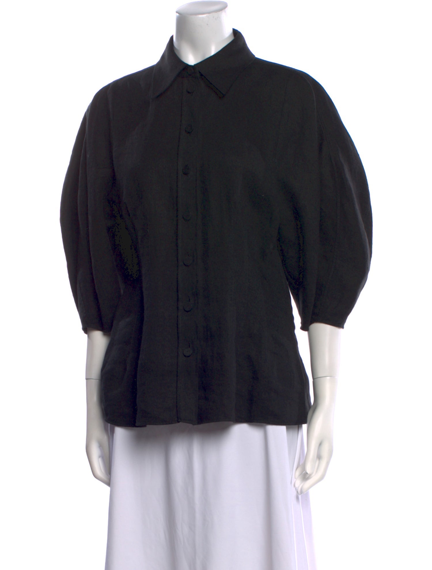 Chloé Linen Three-Quarter Sleeve Button-Up Top