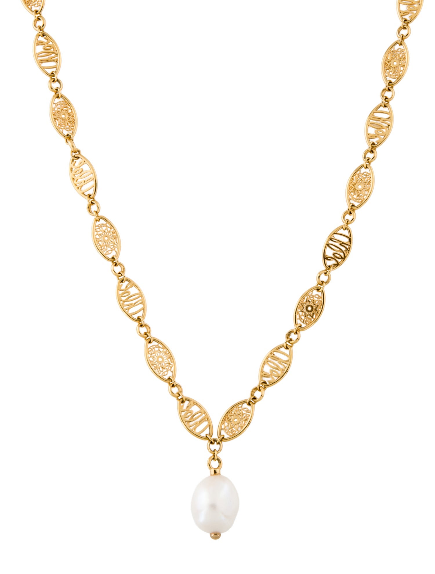 Chloé Pearl Darcey Lace Logo necklace