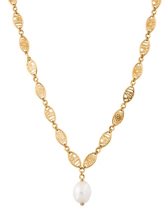 Chloé Pearl Darcey Lace Logo necklace