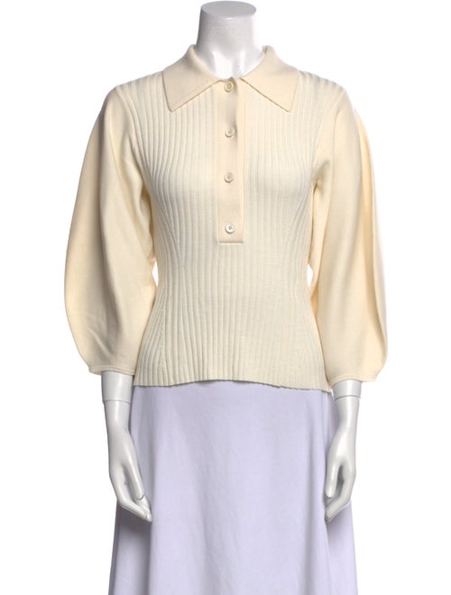 Chloé Wool Three-Quarter Sleeve Polo
