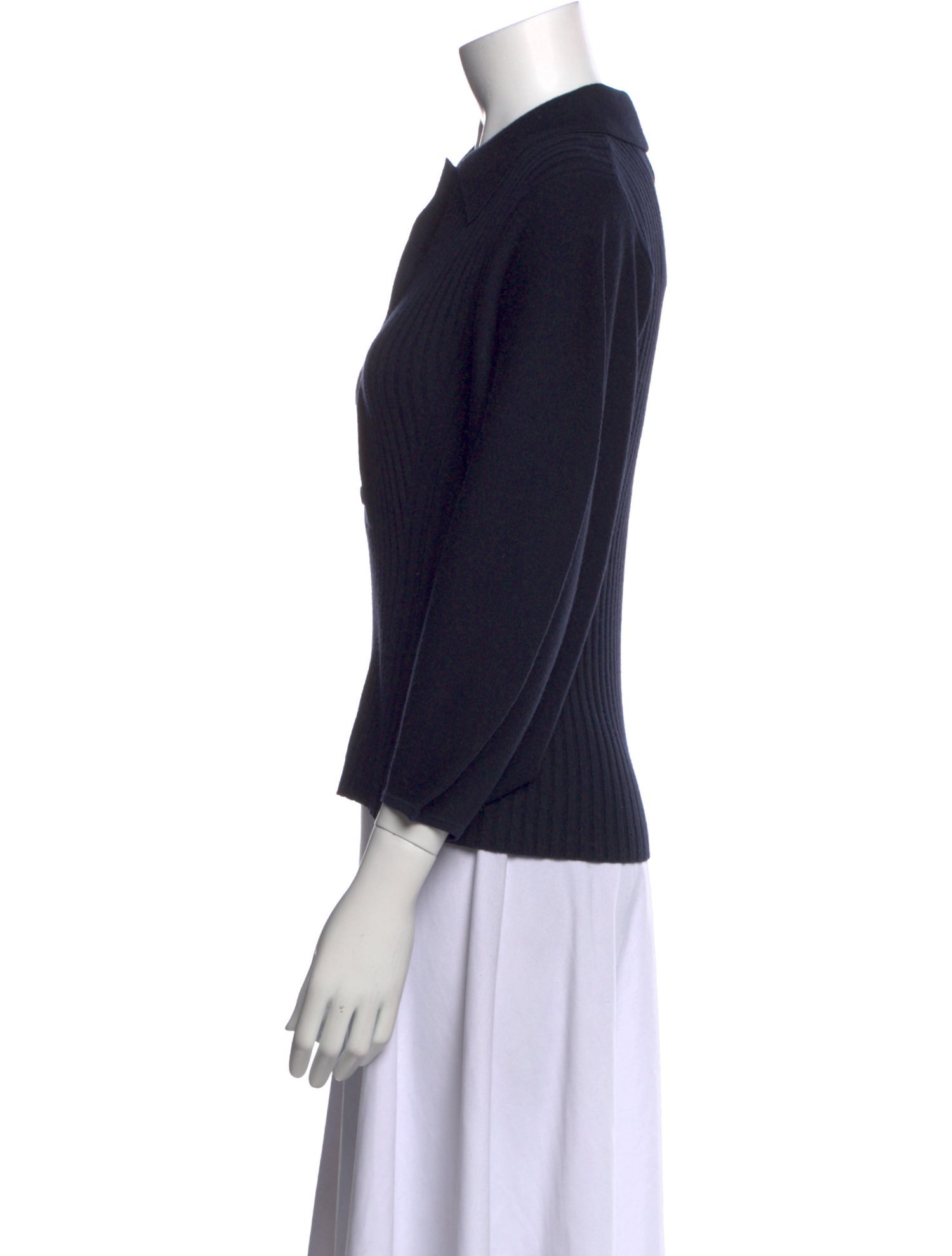 Chloé Wool Three-Quarter Sleeve Button-Up Top