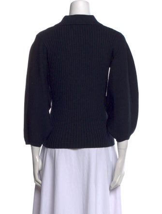 Chloé Wool Three-Quarter Sleeve Button-Up Top