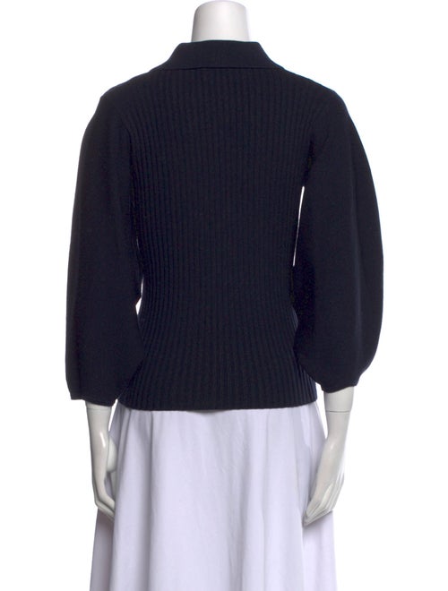 Chloé Wool Three-Quarter Sleeve Button-Up Top