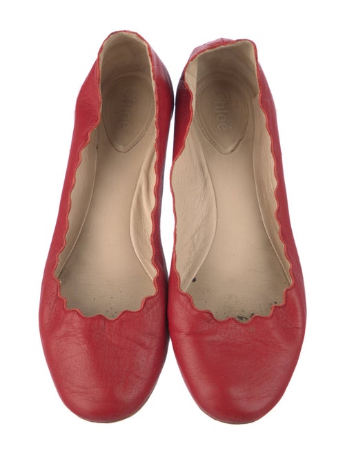 Chloé Leather Scalloped Accent Ballet Flats