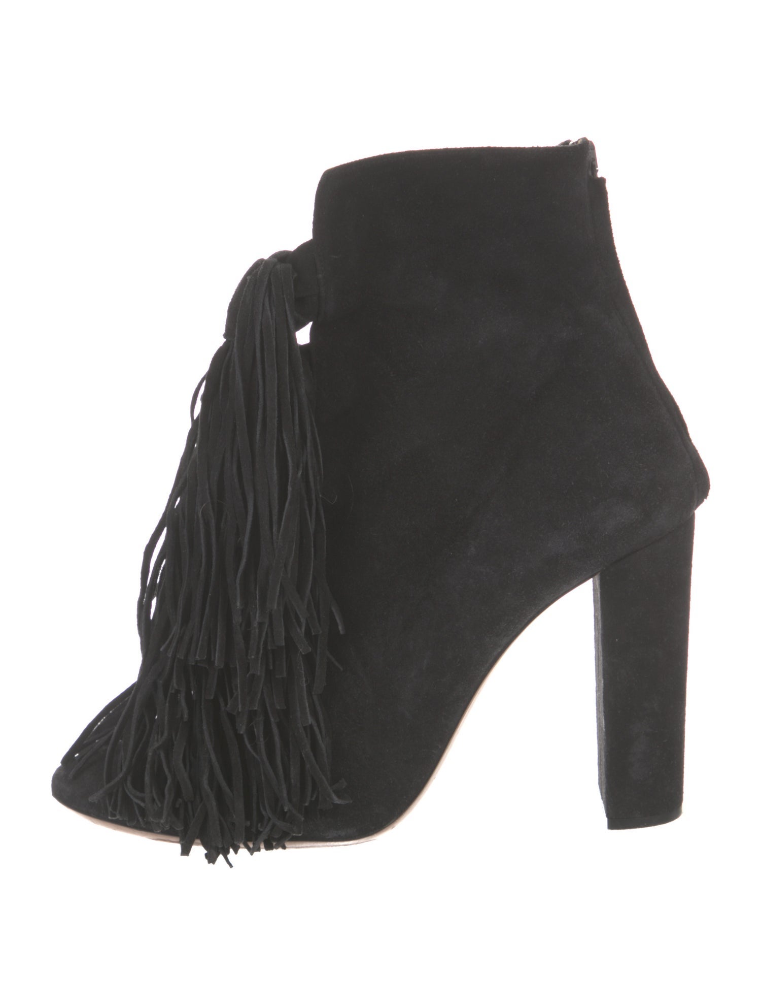 Chloé Suede Fringe Trim Accent Lace-Up Boots