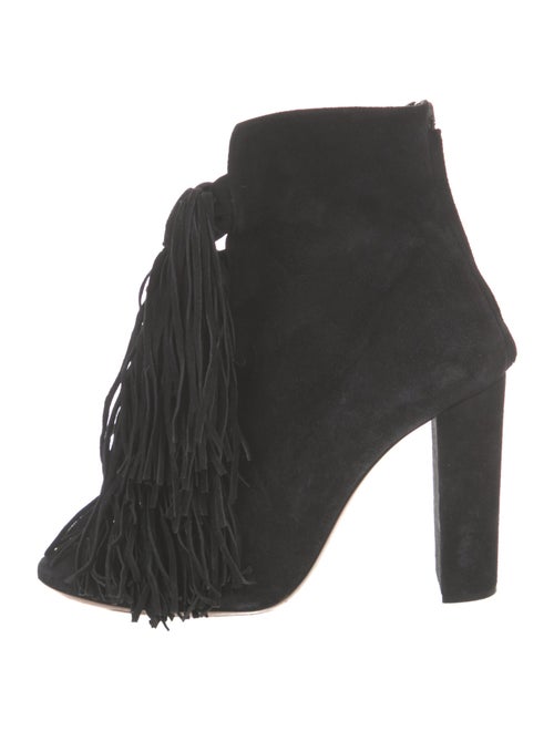 Chloé Suede Fringe Trim Accent Lace-Up Boots