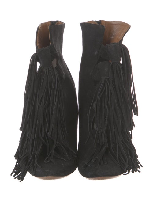 Chloé Suede Fringe Trim Accent Lace-Up Boots