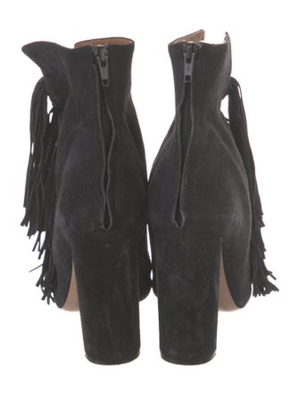 Chloé Suede Fringe Trim Accent Lace-Up Boots