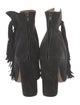 Chloé Suede Fringe Trim Accent Lace-Up Boots