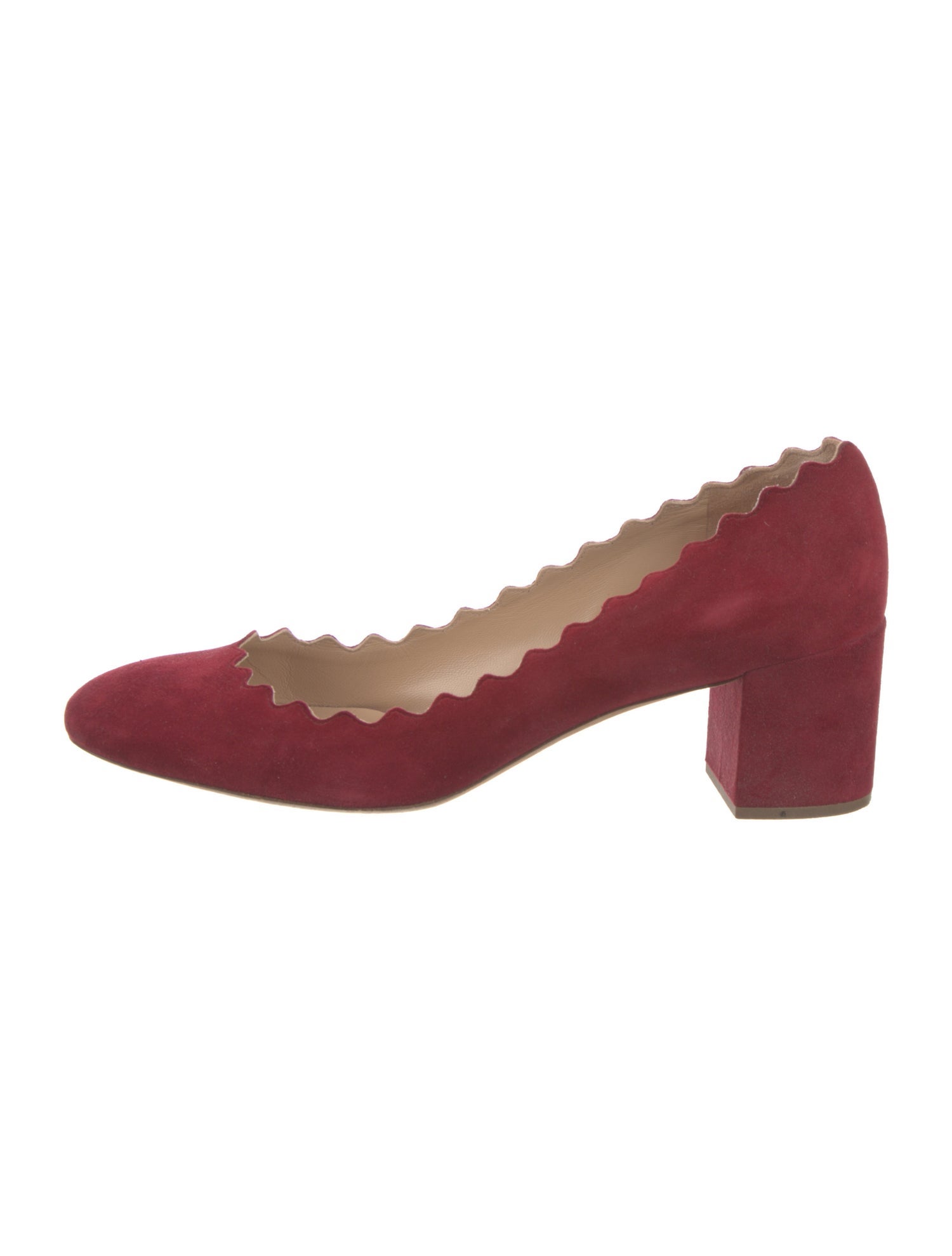 Chloé Suede Scalloped Accent Pumps