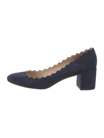 Chloé Suede Scalloped Accent Pumps