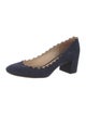Chloé Suede Scalloped Accent Pumps