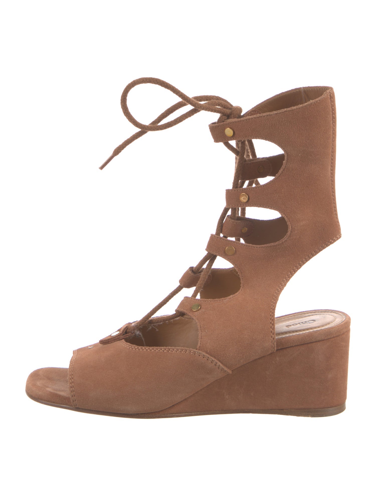 Chloé Suede Studded Accents Gladiator Sandals