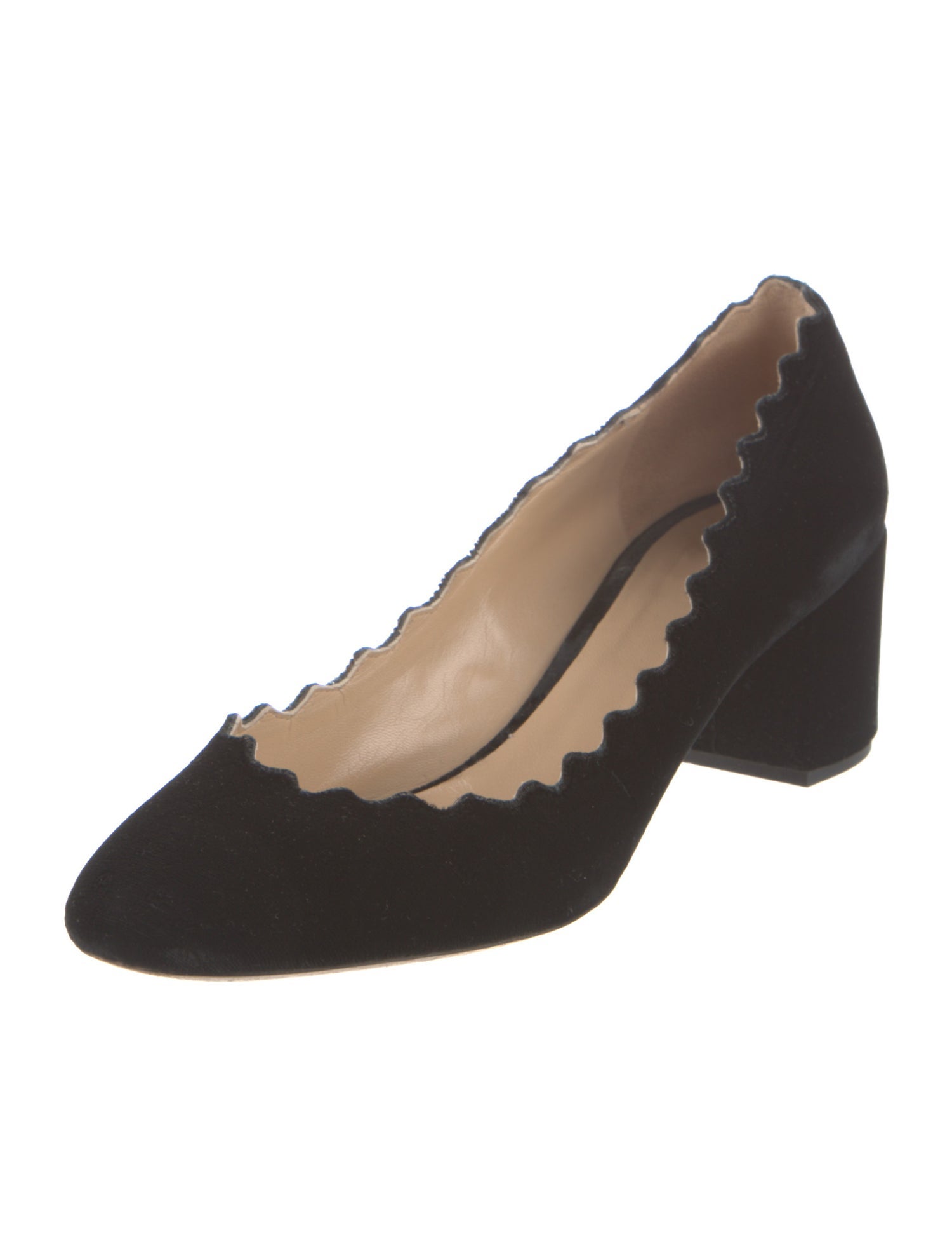 Chloé Velvet Scalloped Accent Pumps