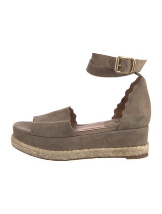 Chloé Suede Scalloped Accent Flats