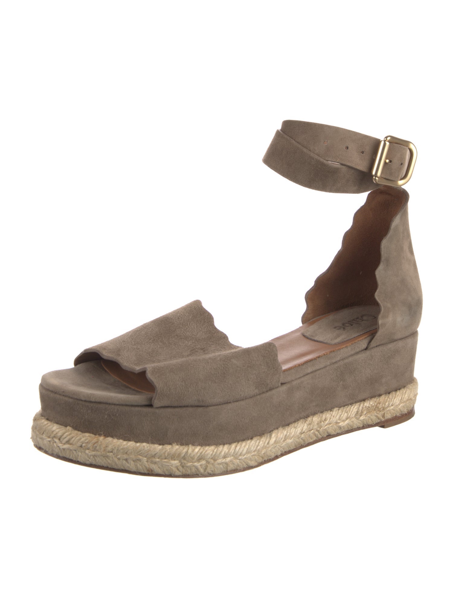 Chloé Suede Scalloped Accent Flats