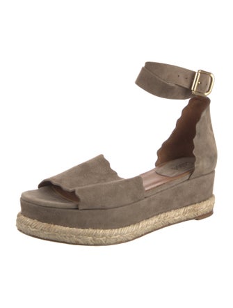 Chloé Suede Scalloped Accent Flats