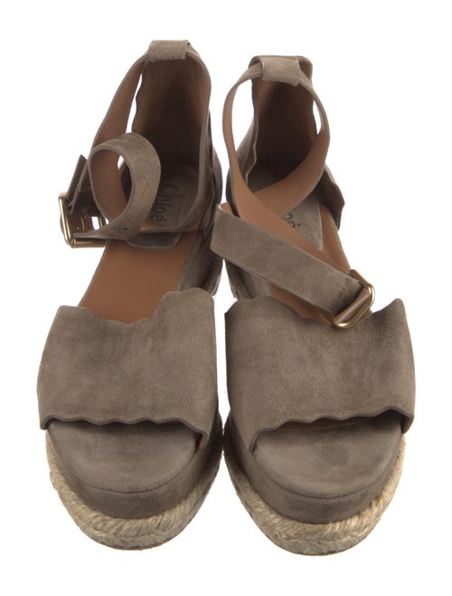 Chloé Suede Scalloped Accent Flats