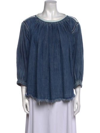 Chloé Bateau Neckline Three-Quarter Sleeve Blouse