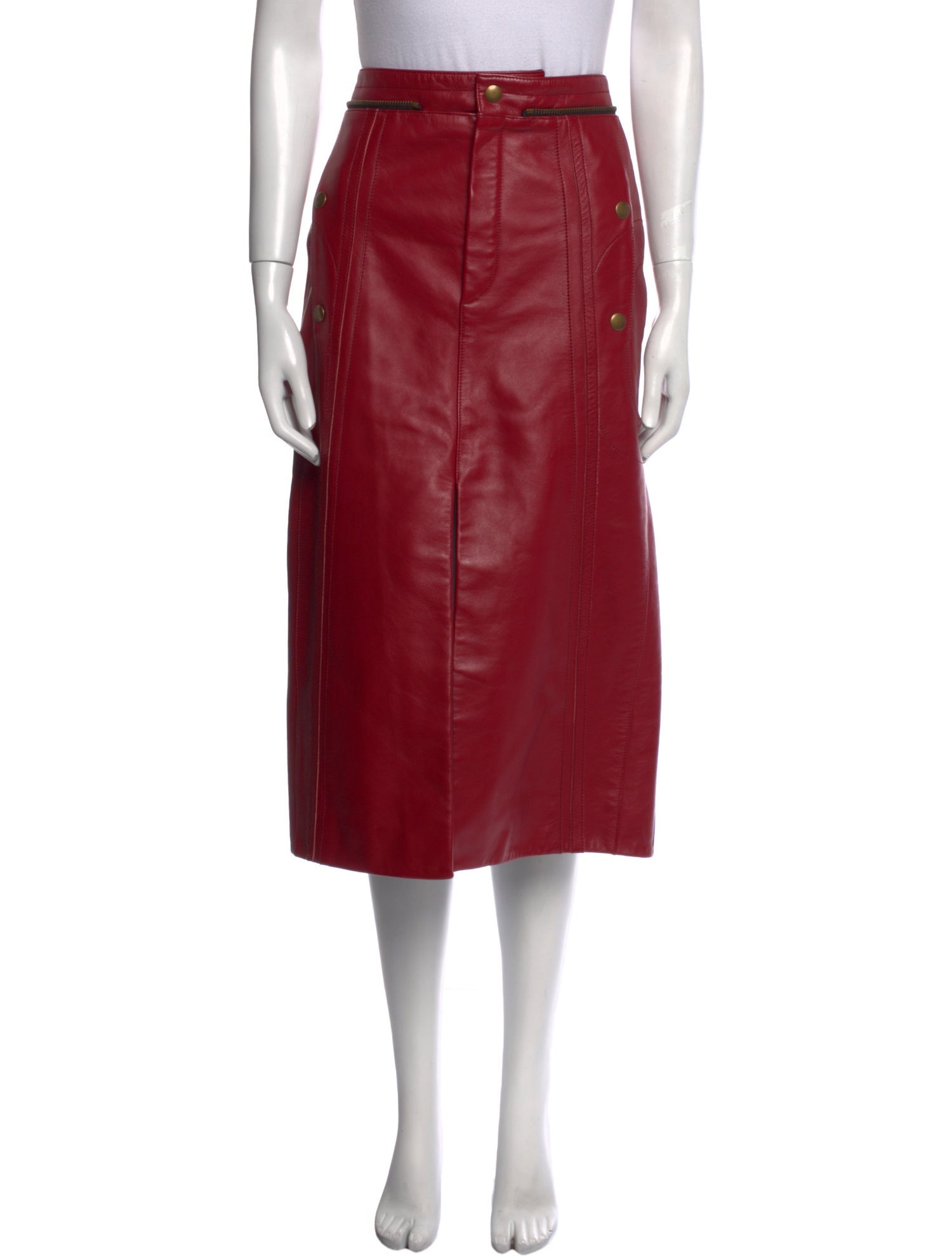 Chloé Leather Midi Length Skirt