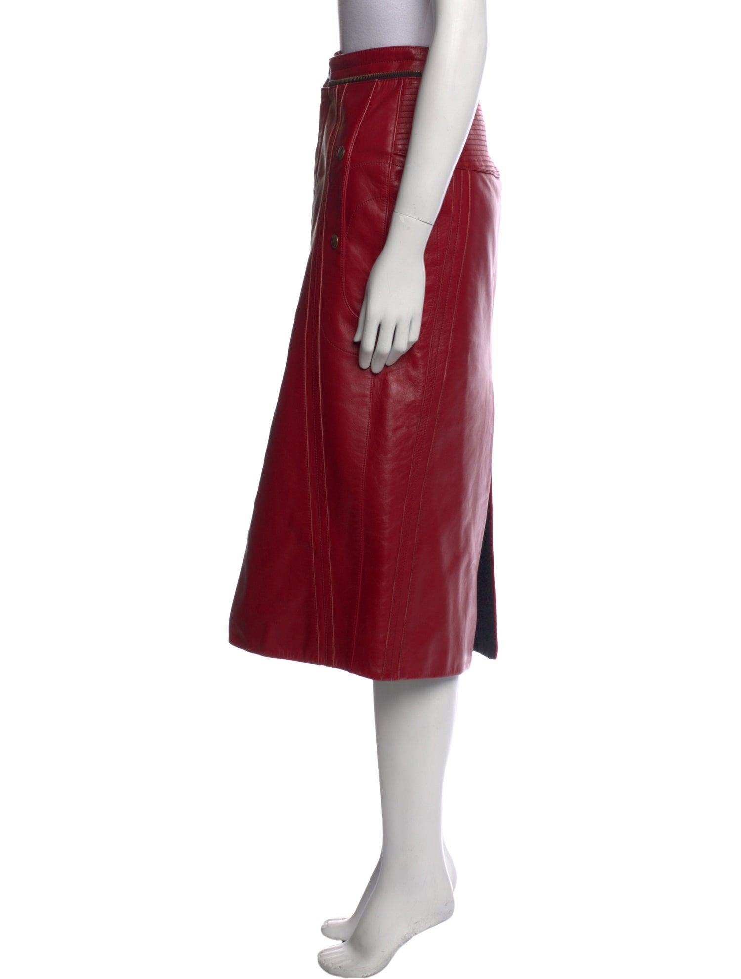 Chloé Leather Midi Length Skirt