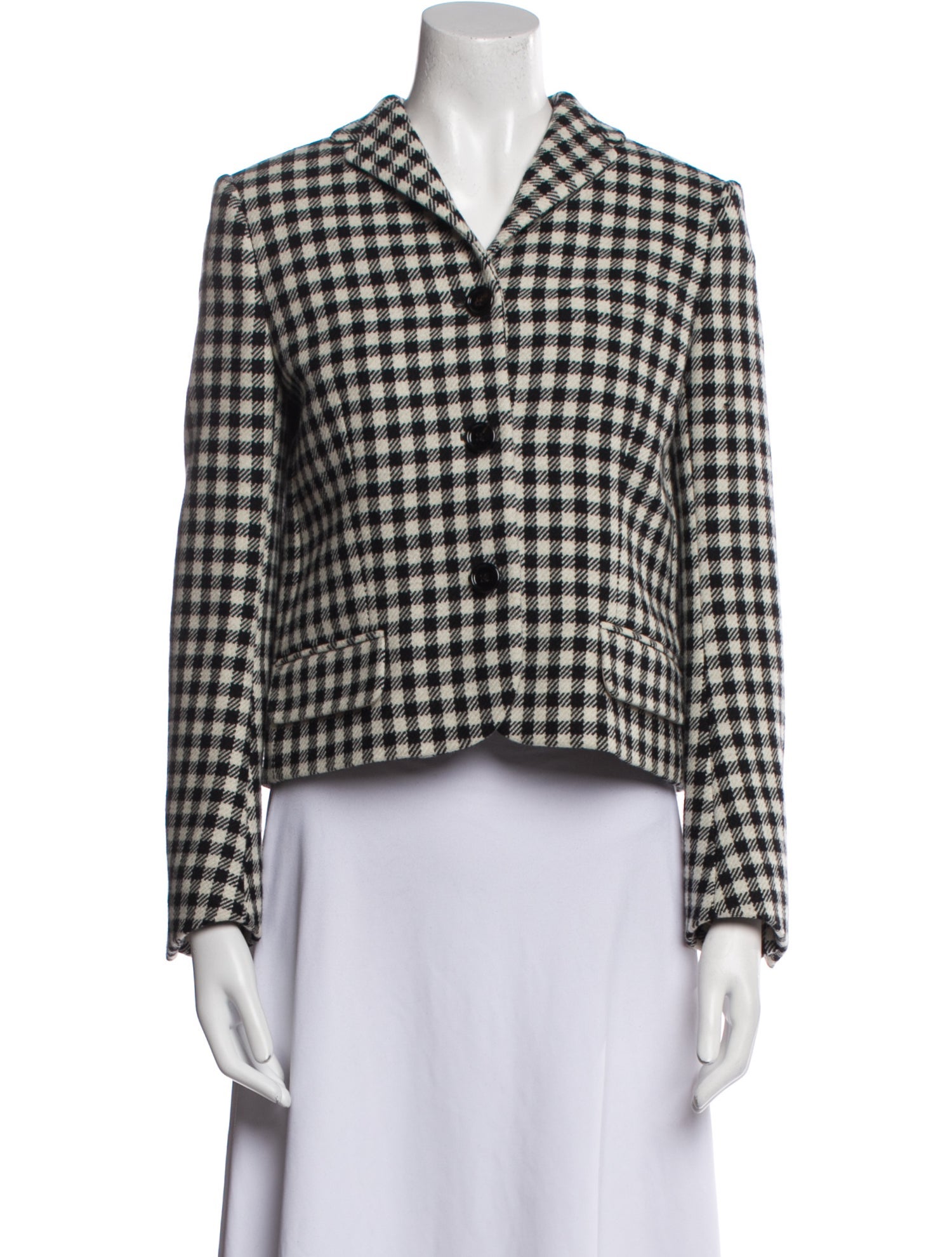 Chloé Wool Plaid Print Blazer
