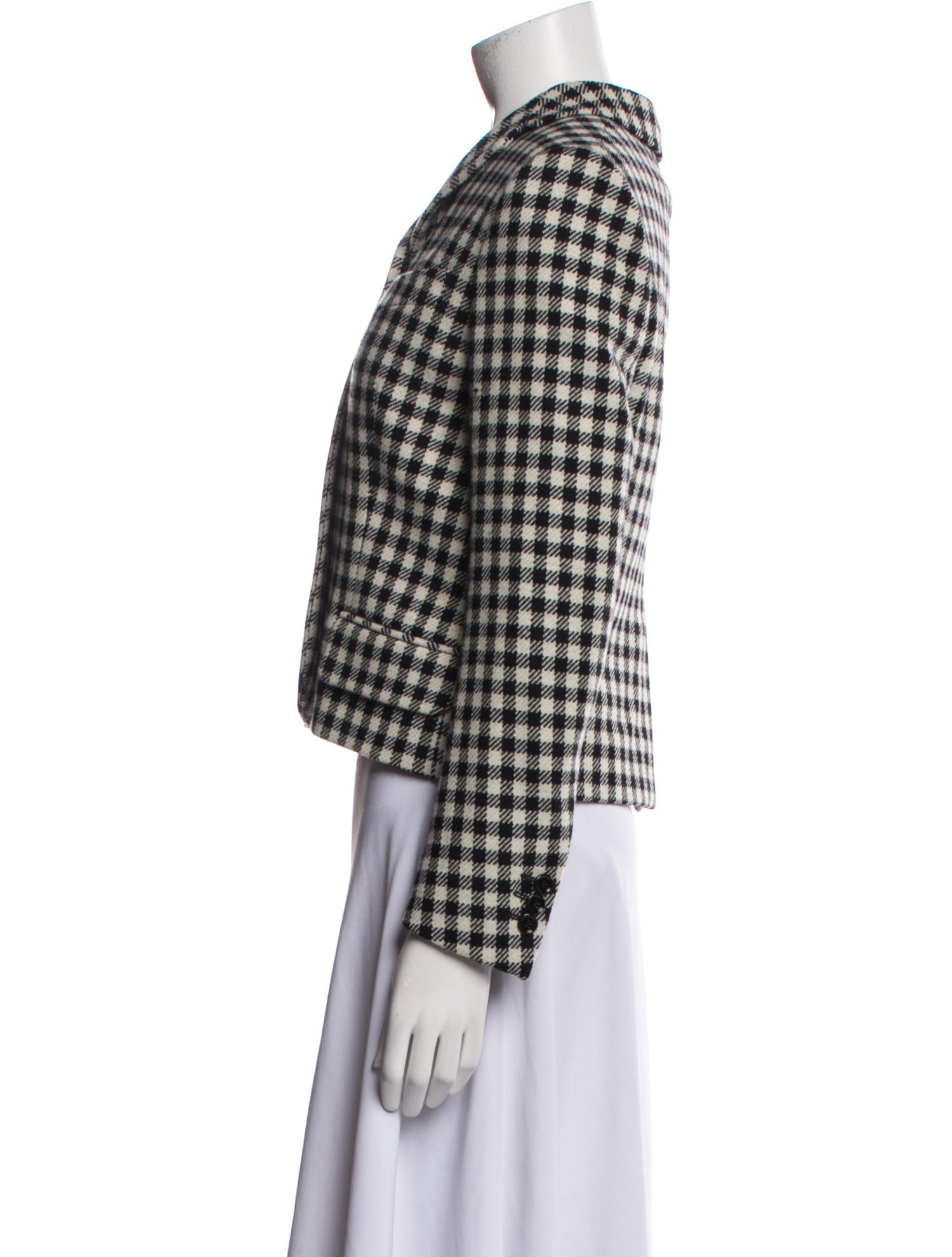 Chloé Wool Plaid Print Blazer