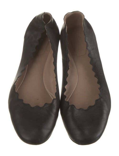 Chloé Leather Scalloped Accent Ballet Flats