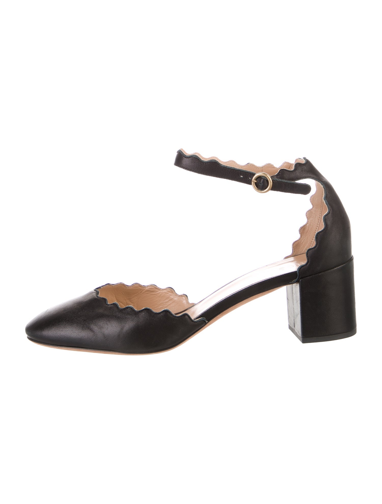 Chloé Leather Scalloped Accent D'Orsay Pumps