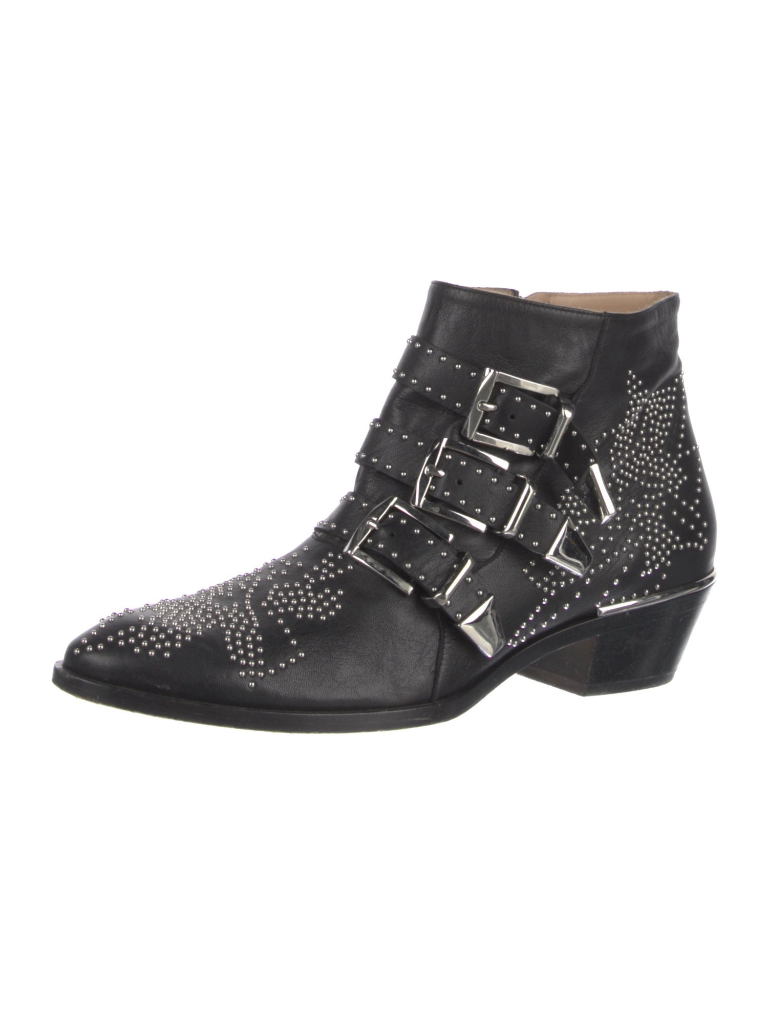 Chloé Leather Studded Accents Western Boots