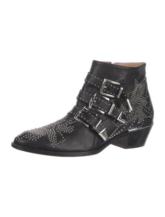 Chloé Leather Studded Accents Western Boots