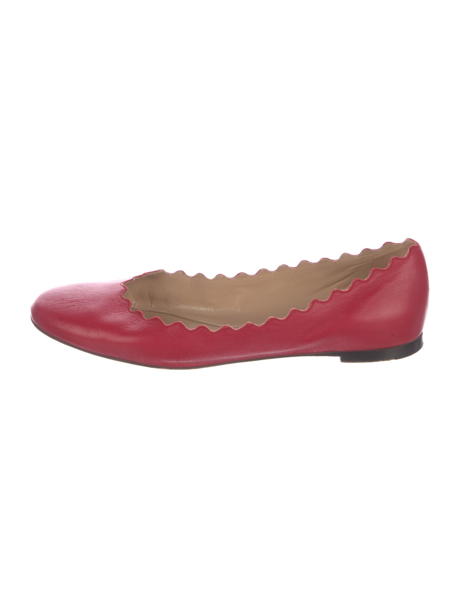 Chloé Leather Scalloped Accent Ballet Flats