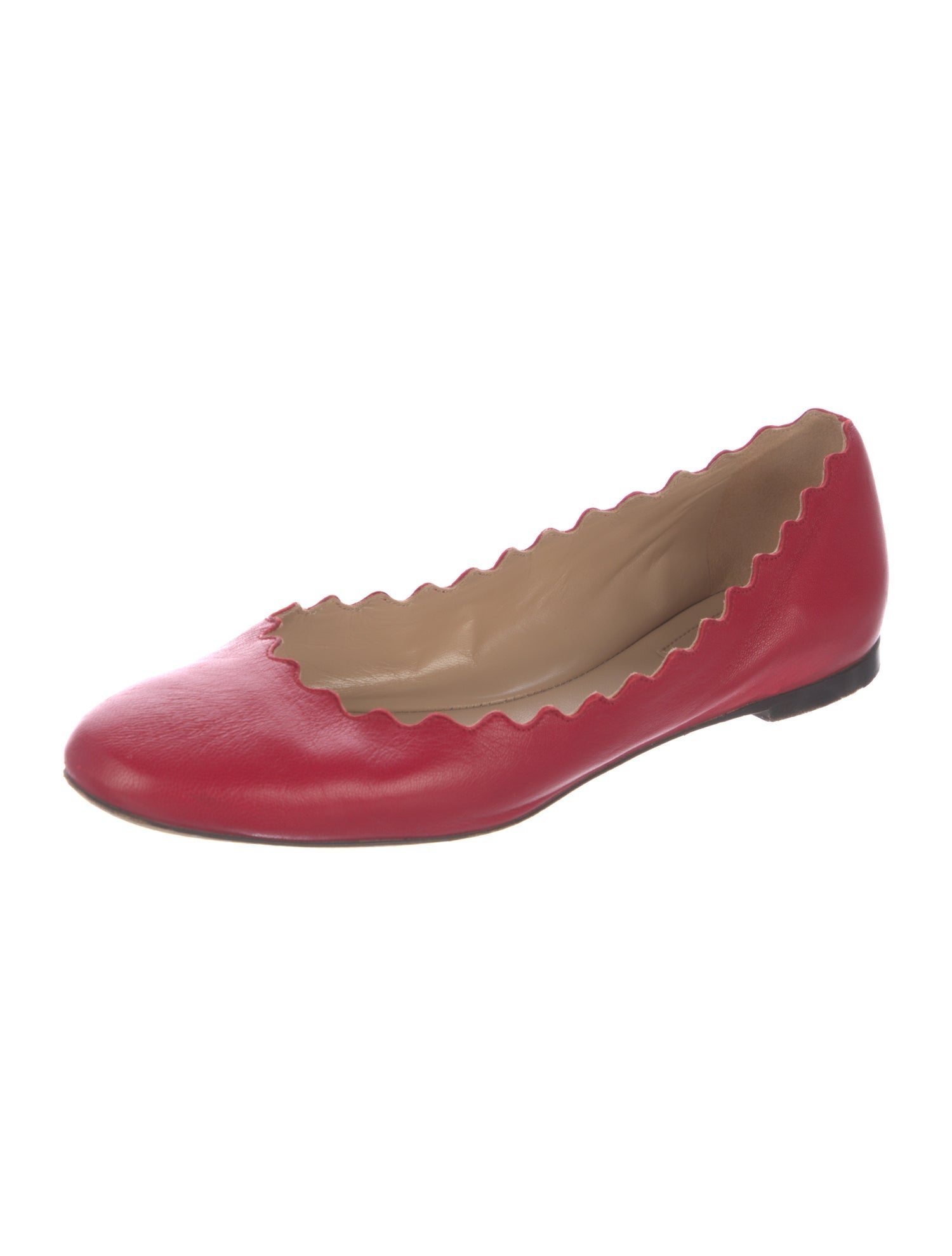 Chloé Leather Scalloped Accent Ballet Flats