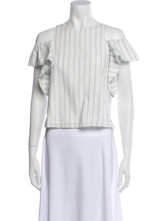 Chloé Striped Bateau Neckline Crop Top