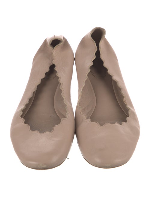 Chloé Leather Scalloped Accent Ballet Flats
